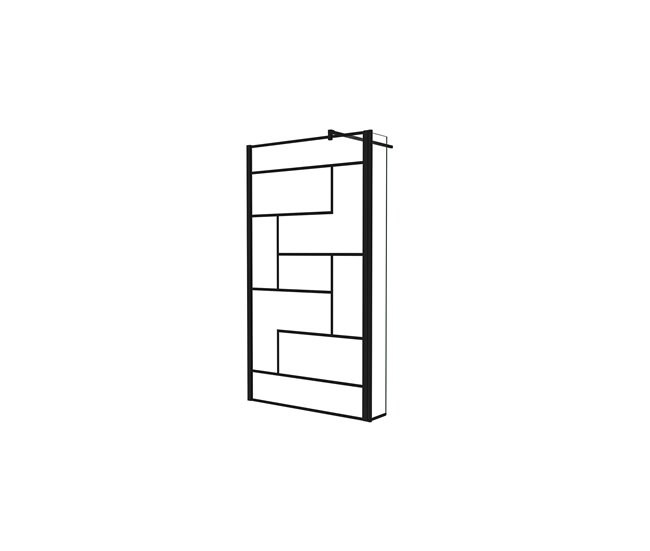 Entrega Rápida Walkin Mampara Panel de ducha Serigrafiado de línea negra 2 hojas Vidrio 8mm Antical con Barra Negra mate 140cm Tamaño[(73.9-75.9)+40]x200cm - Conforama