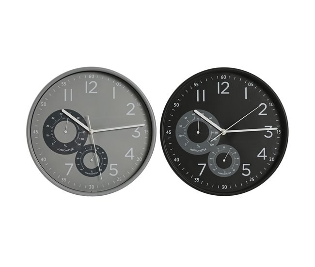 02214051344096648954c99633c6db1e2e95b7b3_4da2c417fcae45bf96790c5fda8032dd Liquidación Reloj de Pared Home ESPRIT Negro Gris PVC 30 x 4,7 x 30 cm (2 Unidades) - Conforama