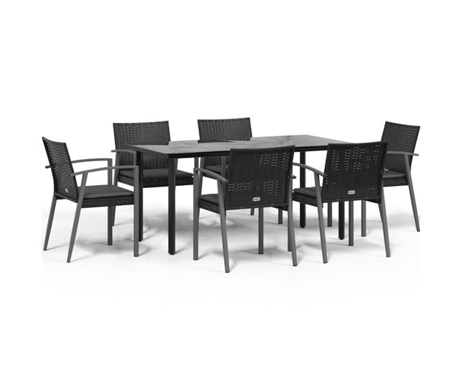 022f887ee5ec92067cd3fbc3692cc8c295fc3b9d_88d11a8ce9fe4922a0d44c4213c4d3f2 Descuento Juego comedor jardin 7 piezas y cojines ratán sintético y acero longitud mesa 160 cm - Conforama