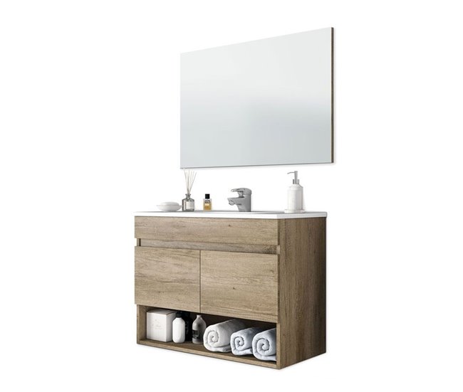 02a9ec462e777e5d097406c85b9d14b0c90898c8_8a6368014d28490c985497f5edab0ce6 Mueble de baño con espejo Cotton 2 puertas Nordik 80 x 64 x 45 cm - Conforama Promoción