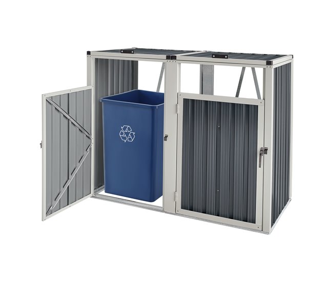 Más Vendido Cobertizo para 2 contenedores de basura acero Tarbek 121 x 146 x 82 cm gris antracita [pro.tec] - Conforama