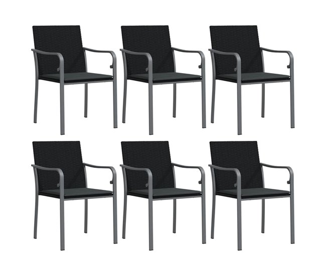 Directo De Fábrica Sillas jardin y cojines 6 unidades ratán sintético marrón 56x59x84cm - Conforama