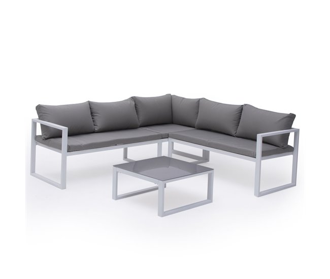 090da2d6bb1b84ceff120773011ed48d3f84c7b2_1aed7318c9764f2e90d05daf354fef46 Auténtico Conjunto de jardín ajustable IBIZA tela gris 4 plazas - aluminio blanco - Conforama