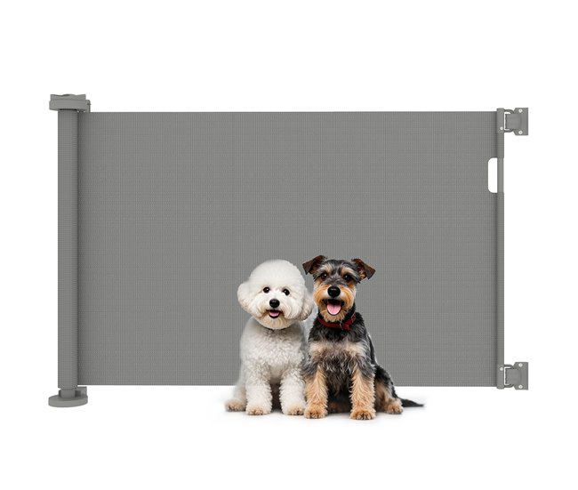 PawHut Barrera de Seguridad para Perros Retráctil 0-136 cm Puerta para Perros Pequeños Extensible con Interruptor de Cierre Red de Seguridad para Pasillos Escaleras Interiores y Exteriores - Conforama Envío Exprés