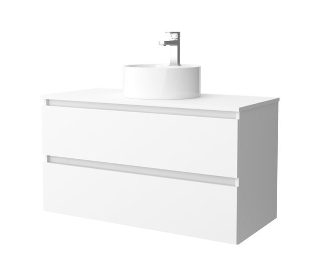 0d518b6c9c85a67fb6680af56f2834a72c65051a_aaf5b4346cc0455dbc8f17cbcd0b2e89 Mueble de baño Bequia 100 cm Blanco Mate | Lavabo sobre encimera | Salgar - Conforama Ordena Ya