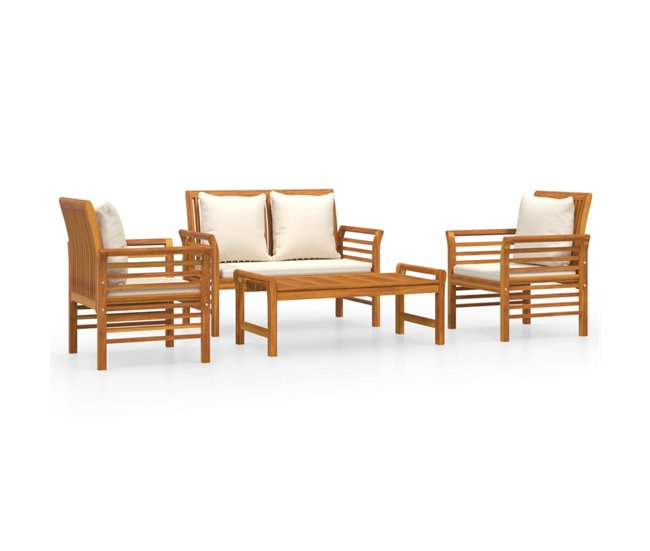 0dc6a52d587df37a0973a449ca9af12cf6db8e33_f01c26be718c48a0aa6a9620cb639c32 Set muebles de jardín 4 pzas y cojines madera maciza de acacia - Conforama Solo Hoy