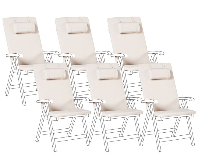 Conjunto de 6 cojines de jardín JAVA/AMANTEA PREMIUM 50 x 70 cm Gris claro - Conforama Garantía Incluida