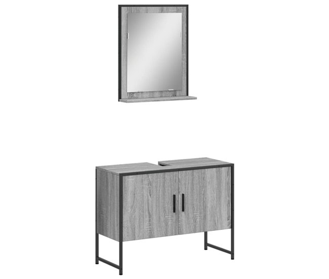 vidaXL Set de muebles de baño 2 pzas madera de ingeniería marrón roble - Conforama Venta Final