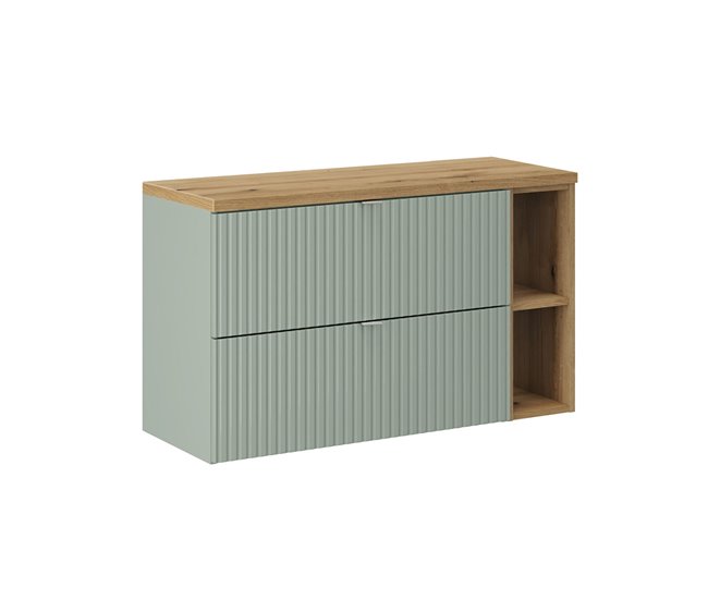 0f73cbd260491f8f15e6abc6f5b0d23cda6f157f_37246dbd2a1e403099140804a8320a9c Mueble bajo lavabo 100cm 2 cajones 2 compartimientos Jade Verde y Madera - Conforama Ordenar Ahora Mismo