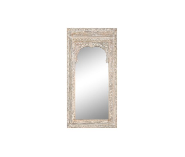 Hecho A Mano Espejo de pared Home ESPRIT Natural Cristal Madera de mango Indio Decapé 90 x 3,5 x 180 cm - Conforama