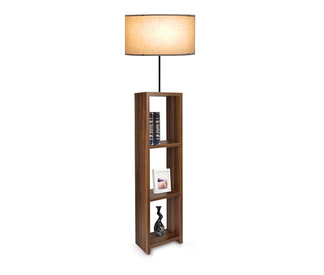 Solo Por Tiempo Limitado Lámpara de pie Redditch 1xE27 20 W metal MDF tela 21 x Ø 38 cm beige / madera  [lux.pro] - Conforama