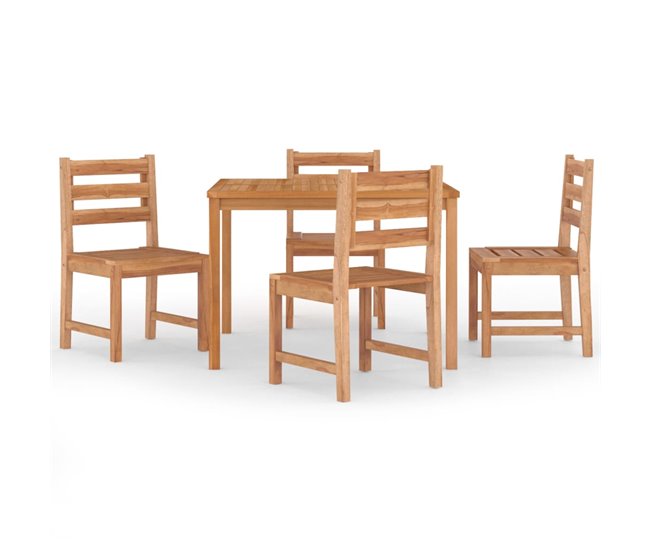 Juego de comedor para jardín 5 piezas madera maciza de teca - Conforama Exclusivo