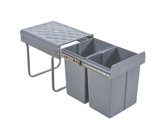 Cubo de basura extraíble Froland capacidad 2 x 20 L plástico/acero 48 x 34 x 42 cm - Gris [en.casa] - Conforama Nuevo Modelo
