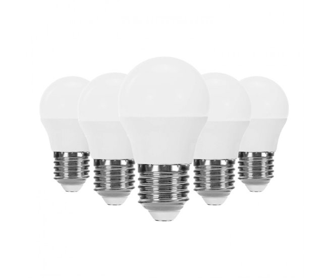 16855e9984122a19e36632a620712fc32392b9f7_97b050e6b9cd42c4be4f2d7d15fa7788 Pack 5 Bombillas LED Esférica E27 6W Equi.40W 470lm 15000H Blanco Neutro Primer Leader - Conforama Mejor Calidad