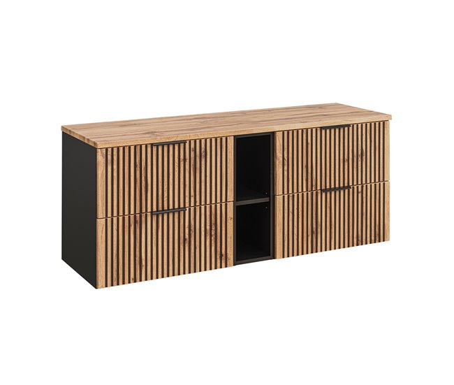17c75b8b77a8a659d7985b5322617f42ff88402d_ca231d49183b43edaf23dfb86df4f995 Mueble bajo lavabo 140cm 2 nichos Gaia Madera y Negro - Conforama Ordena Ya
