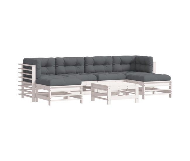 Juego de muebles de jardin 7 piezas y cojines madera maciza - Conforama Precio De Fábrica