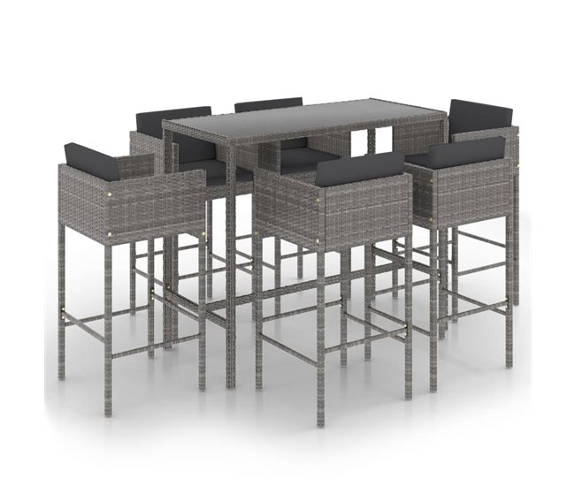 1ac59c2d2d9d57a3115a55803d17da0d39532d3d_dc8276a378be4ad5a53c7aca0272229d Gran Oferta Set muebles de bar jardín 7 pzas y cojines ratán sintético gris - Conforama