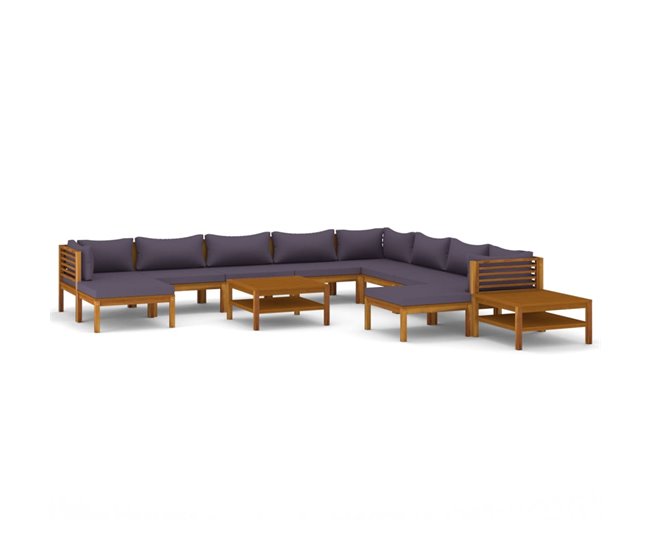 1b433994185beb74faf1747294252c5c1b2abf50_9e6340b13bab4a238453955008f120b3 Muebles de jardín 12 piezas cojines madera maciza de acacia - Conforama Económico