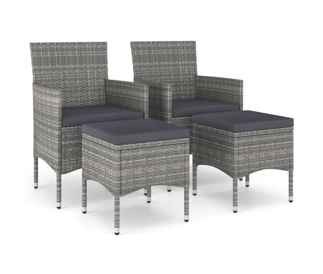 1cce53d4832ad10f237d3cdfae805b4337accc96_65bcc60cd16f4272ac3d12e8a167a824 Promoción Conjunto de silla de jardin y taburete 4 piezas ratán PE gris - Conforama