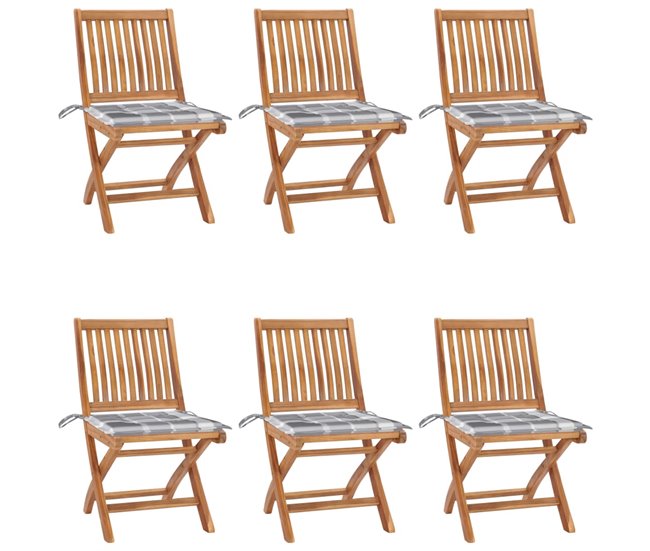 1d23a782d0cac12ae261dcf56ab30b59babf383f_312cb7b122074599831020f2740c956d Oferta Especial vidaXL Sillas de jardín plegables 6 uds madera maciza teca con cojines - Conforama