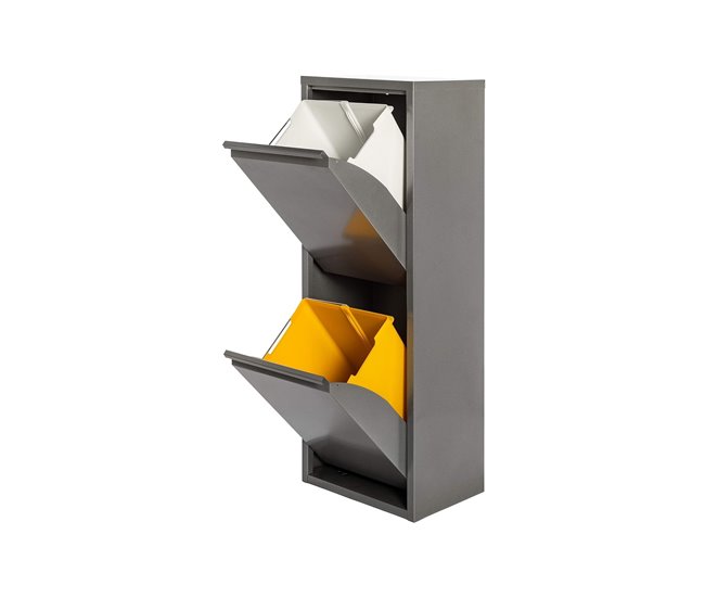 1da962e1b0b782dfd958c474bf5b19814020e732_2af90dfedfd14c0d87b8f429cfc43230 WELL HOME MOBILIARIO & DECORACIÓN Cubo de basura y reciclaje Metálico de 2 compartimentos, 2x17L (34L) Gris brillo - Conforama Compra Ahora