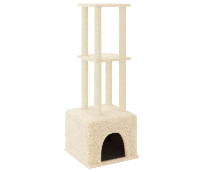 1e0672f49b5c5f893b231746eb0022574f976627_5c5ef316e4bb47ed9f22127a5683faf2 vidaXL Rascador para gatos con postes de sisal color crema 133,5 cm - Conforama Mejor Precio