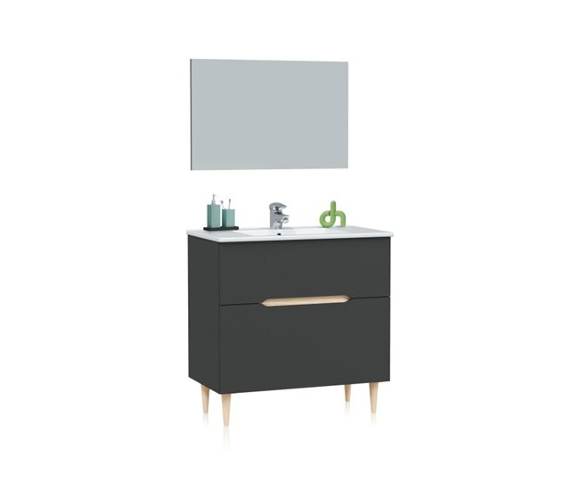 1e7693155982d208ef9d39c1076dd7dac9020a35_65c9c78778c54cb7bff1d838092eb22d Pack de baño con lavabo Opera 80 Antracita - Roble 80 x 80 x 45 cm - Conforama Directo De Fábrica