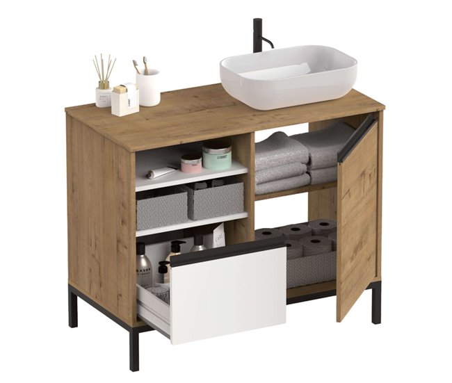 2083455df059b585f855bce1a4947ece44cc5fd1_82021f4ec90a4de2ac9df87ecc814dc1 Muebles de Baño Támesis Pack Moderno Roble Gold y Blanco (Con Lavabo Cerámico) - Conforama Mayoreo