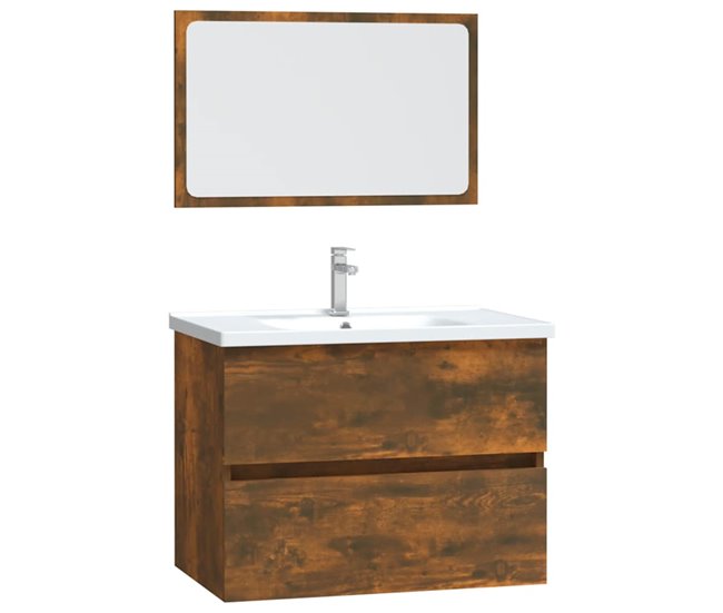 20ffba9dd7d126439eeba646ad6523008b2fc01e_4169734dcb5346dcac4d3f24f99e984c Novedad vidaXL Set de muebles baño 2 pzas madera contrachapada roble ahumado - Conforama