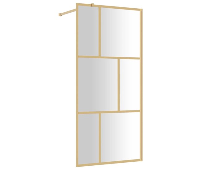 Moderno vidaXL Mampara puerta de ducha vidrio transparente ESG dorado 90x195cm - Conforama