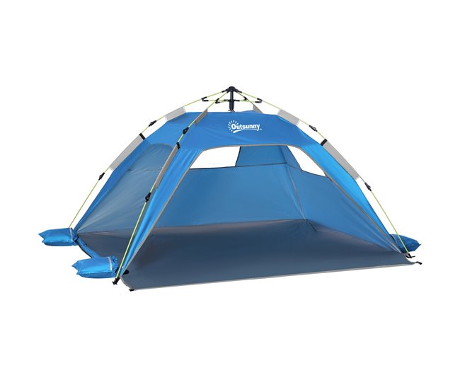 22640ac3567f00186a55307acb2fd4f3b1552f3f_3dd489c23ea74a57aad6da52480ed4ac Rebajas Outsunny Tienda de Playa Plegable Carpa de Playa Pop-up para 1-2 Personas con Protección UV Impermeable Bolsa de Transporte para Parque Camping 220x173x120 cm Azul Claro - Conforama