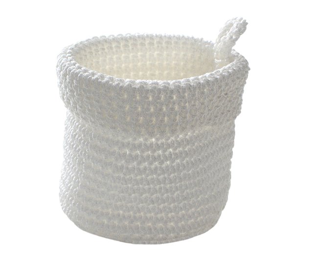 Ordenar Ahora Mismo Cesta redonda de malla de ganchillo blanco de 12x10cm - Conforama