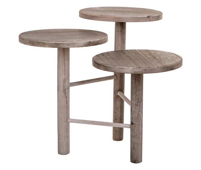 Soporte de madera para 3 macetas blanco d25x40/35/30 - Conforama Rebajas