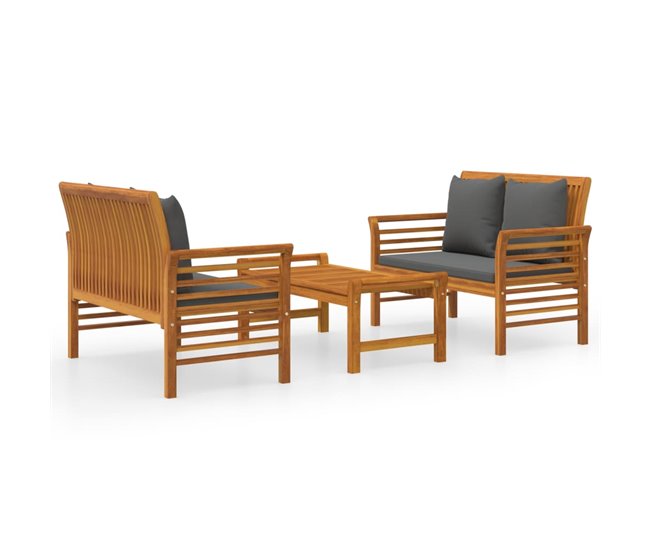2383af1d2d56740d51494100d6c682ada9159617_280f8198b65045c5a33c081ba5216a83 Liquidación Set muebles de jardín 3 pzas y cojines madera maciza de acacia - Conforama