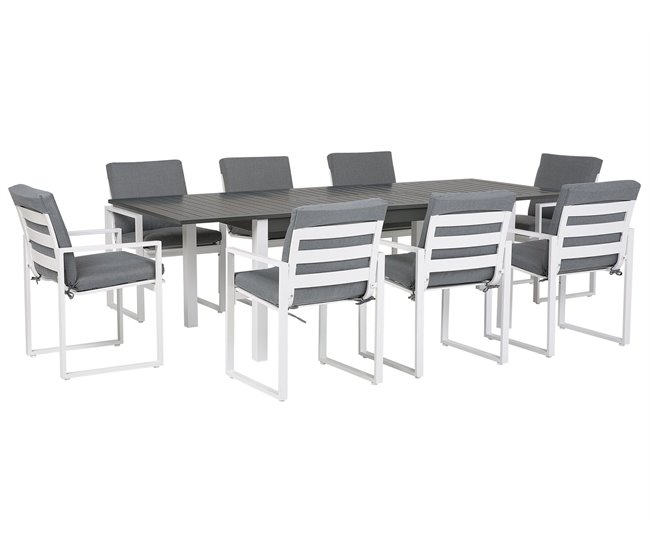 253c317fa5da5193422972f1348ecb3c255a9be1_3124dfbb9cb4490ea22e9fbf99aa1f89 Conjunto de comedor exterior 8 plazas PANCOLE con cojines Metal Gris - Conforama Envío Internacional