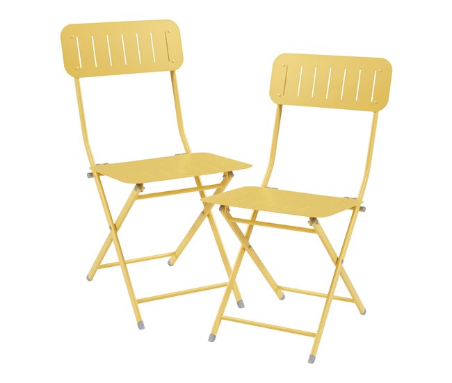 Set de 2 sillas plegables Sande acero 85x42x50cm - Blanco [en.casa] - Conforama Envío Inmediato
