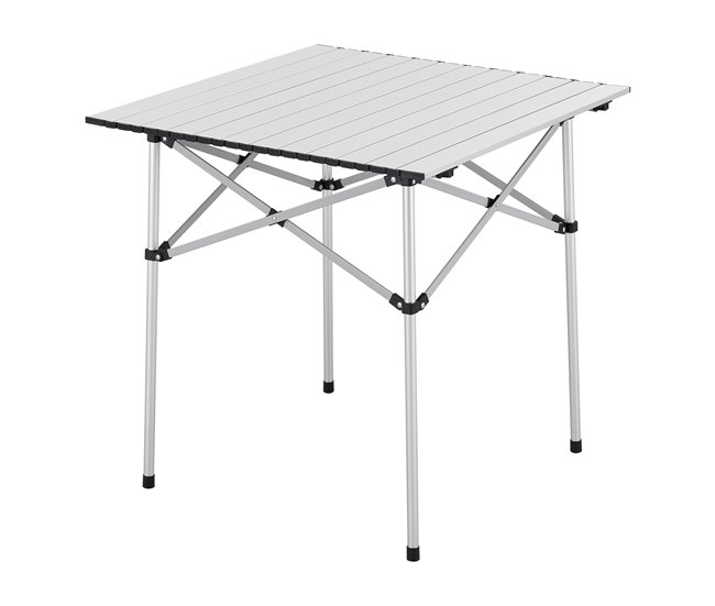 Precio De Fábrica Mesa plegable camping Castilenti aluminio 70x70x70 cm- Plateado [en.casa] - Conforama