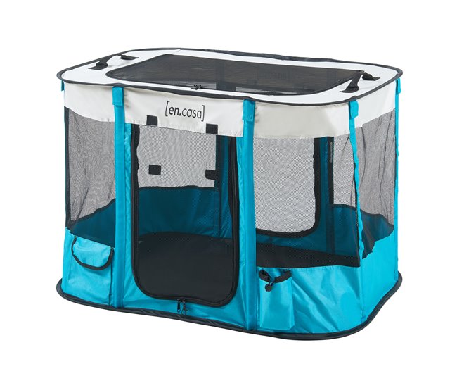 Parque para mascotas Mörbylånga plegable 80x60x55cm - Azul/Beige [en.casa] - Conforama Favorito De Clientes