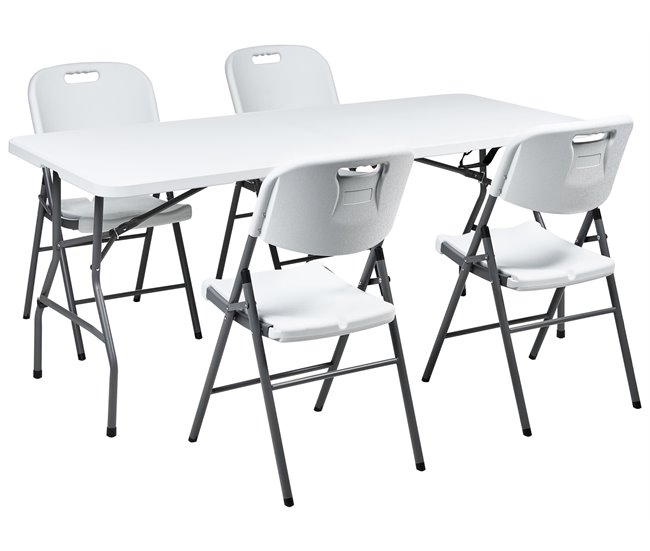 27cdcd1184a403081f8355a700b7096bf935d210_14ad70595ee04aedb482e49e3bb6e36e Conjunto de comedor exterior 4 plazas CUGNOLI plegable Blanco - Conforama Máxima Calidad
