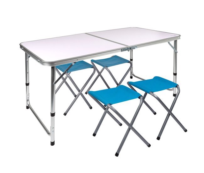 283f0c7a7996ab29225f73d69eb2baf5569b21b8_9ad95d5fb4904a27b723e34620198214 Mesa plegable regulable en altura con 4 taburetes Aktive - Conforama Precio Económico