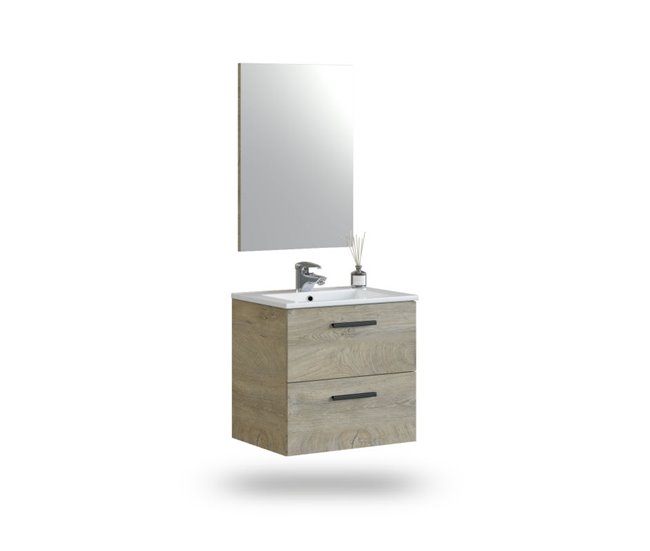 28cbc75d9687a1178059dce5155f60a9f2b823ad_aac43e941893485988cc5c7684f24e91 Mueble de baño con espejo Sense 2 cajones 60 Roble Alaska 60 x 57 x 45 cm - Conforama Entrega Rápida