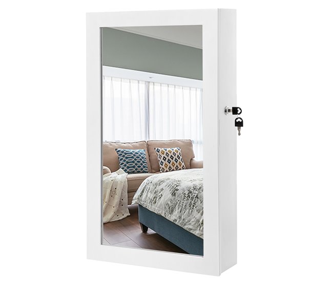 Armario de joyas de pared con espejo y cerradura - H67 cm - Conforama Lujoso