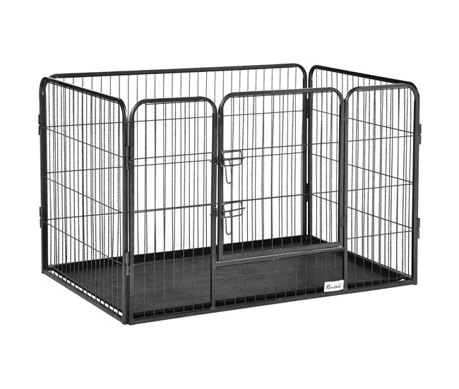295d81d4695d40ba5c88b0d4f3066b17a8cd372b_cdf57edc5f6e40b98a24eb2fdf6ee8eb PawHut Parque para Mascotas Rectangular Parque de Juegos para Mascotas 4 Paneles de Acero 109x74x71 cm con Puerta de Doble Pestillo y Bandeja Extraíble para Exterior e Interior - Conforama Hecho A Mano