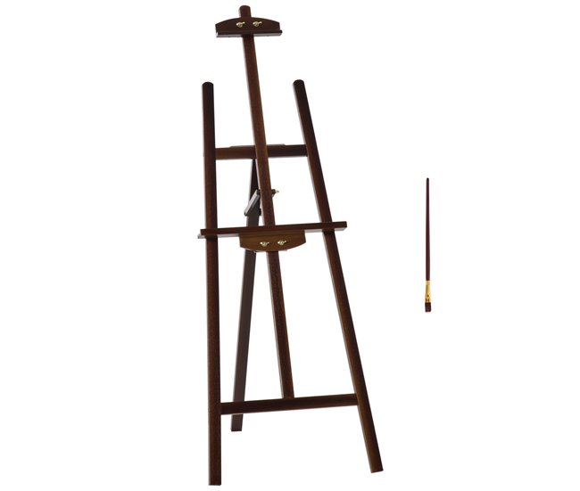 HOMCOM Caballete de Pintura de Madera Caballete de Dibujo con Ángulo Ajustable de 75° Soporte Trípode y Pincel para Lienzos 51,5x71,5x134,5 cm Café - Conforama Envío Inmediato