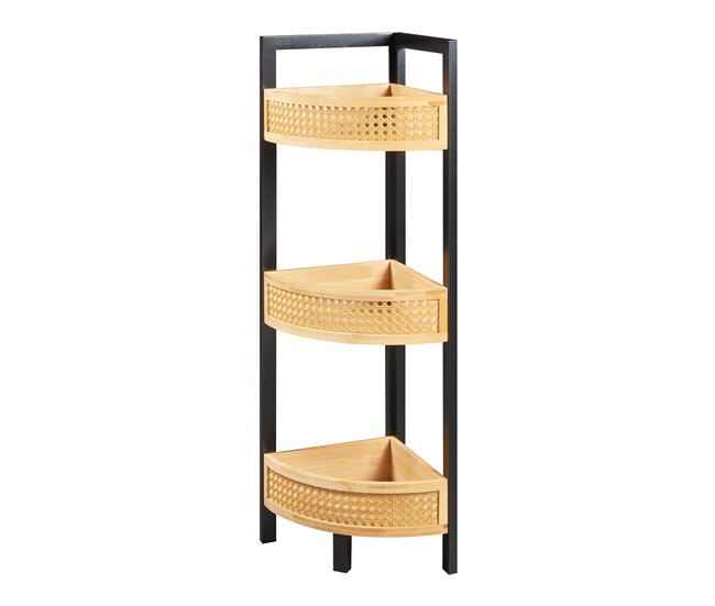 Entrega Rápida Estantería rinconera Tervola de 3 niveles MDF 80x23x23cm - Negro/Natural [en.casa] - Conforama