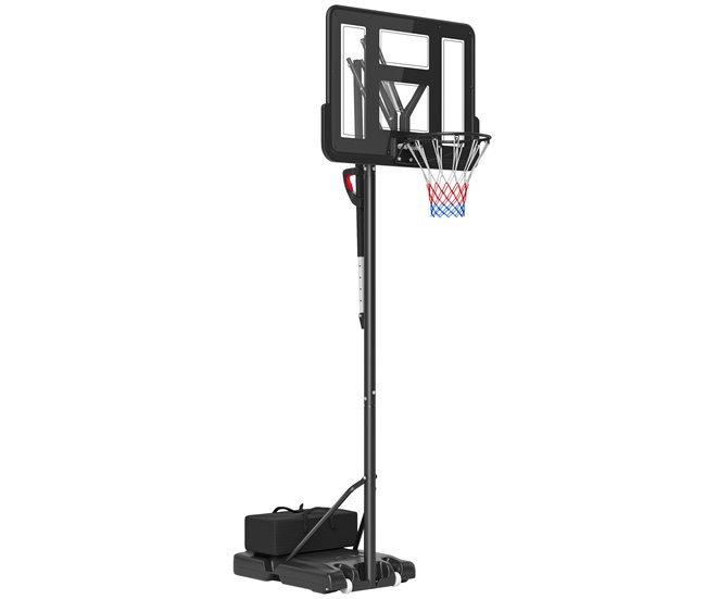 Precio Rebajado SPORTNOW Canasta de Baloncesto de Exterior con Altura Ajustable 235-305 cm Aro de Baloncesto con Soporte Canasta de Baloncesto con Ruedas Base Rellenable Bolsa de Peso Negro - Conforama