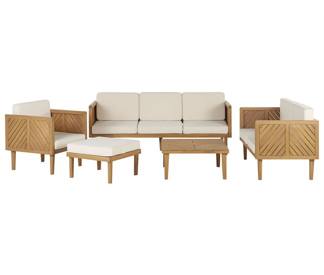 2c936851017eaf6d418437d195e2971d062dd384_76f584d60ba94fc89ff23b0b848bd81f Conjunto de jardín con mesa y otomana 6 plazas BARATTI Madera de acacia Marrón - Conforama Certificado