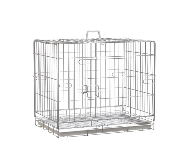 2cd264ea2d6b19897c5d8917001264fd75fdcfd8_a634e4f1bc054f2f82256b5ae519be25 PawHut Jaula Plegable para Perros Perrera Metálica 61x43x50 cm Jaula Metálica para Perros con Bandeja Extraíble y 2 Puertas con Pestillo Blanco - Conforama Garantía Incluida