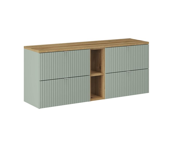 Comprar En Línea Mueble bajo lavabo 140cm 4 cajones 2 compartimientos Jade Verde y Madera - Conforama
