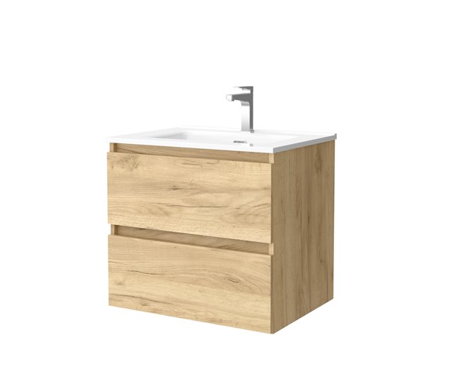 Mueble de baño Bequia 70 cm Blanco Mate | Lavabo de porcelana | Salgar - Conforama Popular